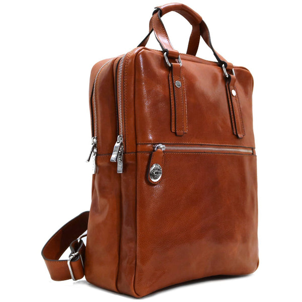 Leather Backpack top handle bag Floto Firenze olive 2